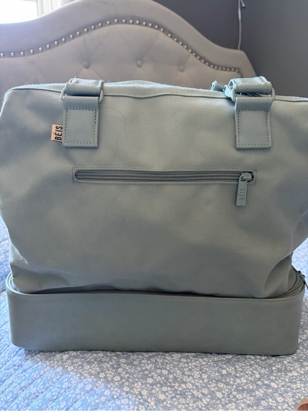 BEIS Light green Travel Tote Interior with Padded Strap and Webbing